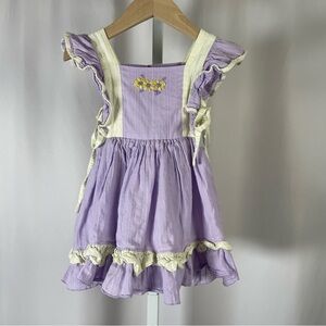 Beautiful 3T Pastel Embroidered Ruffle Cottagecore Boho Spring Dress Easter
